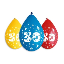 Balony wiszące cyfra 30 lat (trzydziestka) 5 szt